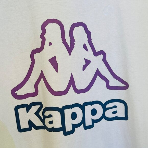 ✨Kappa Size L Men's White T-Shirt With Purple Logo Graphic Short Sleeve ✨ - Picture 2 of 6